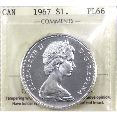 1967 Canada Dollar ICCS Certified PL-66 Cameo