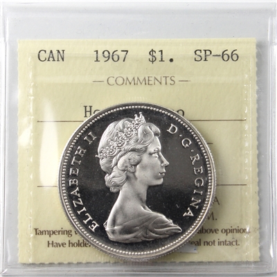 1967 Canada Dollar ICCS Certified SP-66 Heavy Cameo
