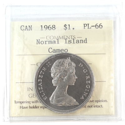 1968 Normal Island Canada Dollar ICCS Certified PL-66 Cameo