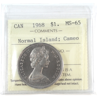 1968 Normal Island Canada Dollar ICCS Certified MS-65 Cameo