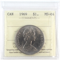 1969 Canada Nickel Dollar ICCS Certified MS-64