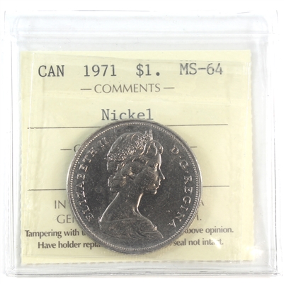 1971 Canada Nickel Dollar ICCS Certified MS-64