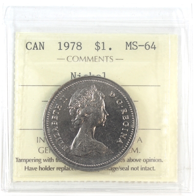 1978 Canada Nickel Dollar ICCS Certified MS-64