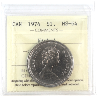 1974 Canada Nickel Dollar ICCS Certified MS-64