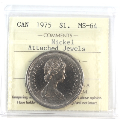 1975 Attached Jewel Canada Nickel Dollar ICCS Certified MS-64