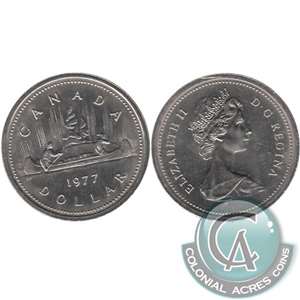 1977 Var. 2 Det. Jewel LWL Canada Nickel Dollar Uncirculated (MS-60)
