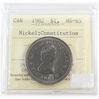 1982 Constitution Canada Nickel Dollar ICCS Certified MS-65