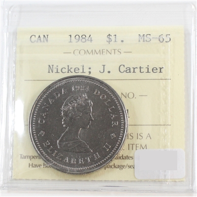 1984 Cartier Canada Nickel Dollar ICCS Certified MS-65