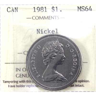 1981 Canada Nickel Dollar ICCS Certified MS-64