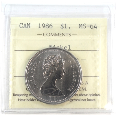 1986 Canada Nickel Dollar ICCS Certified MS-64