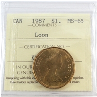 1987 Canada Loon Dollar ICCS Certified MS-65
