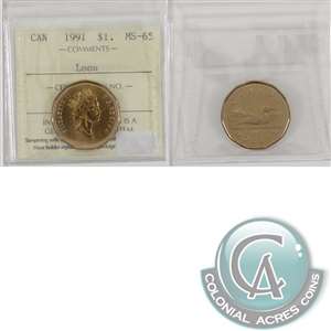 1991 Canada Loon Dollar ICCS Certified MS-65