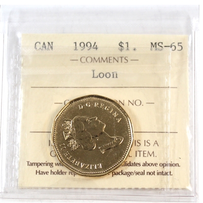 1994 Canada Loon Dollar ICCS Certified MS-65