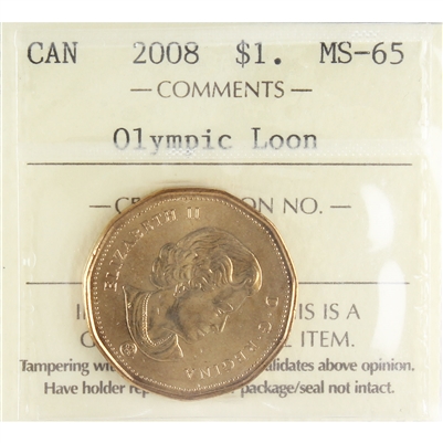 2008 Canada Olympic Canada Dollar ICCS Certified MS-65