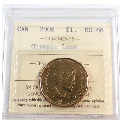 2008 Olympic Canada Loon Dollar ICCS Certified MS-66