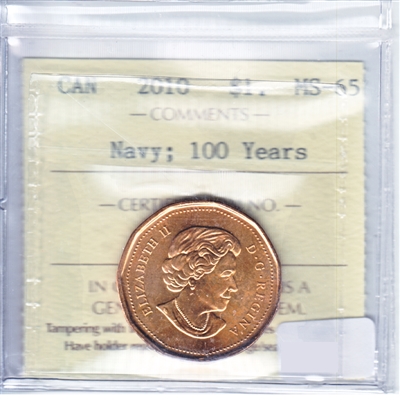 2010 Navy 100 Years Canada Dollar ICCS Certified MS-65