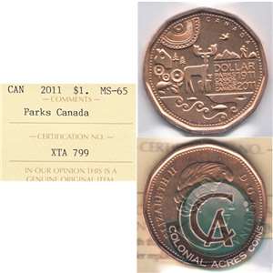 2011 Canada Parks Canada Dollar ICCS Certified MS-65