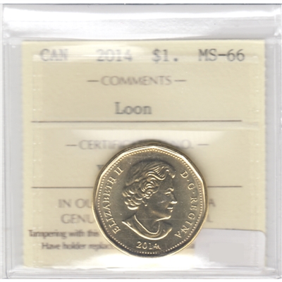 2014 Canada Loon Dollar ICCS Certified MS-66