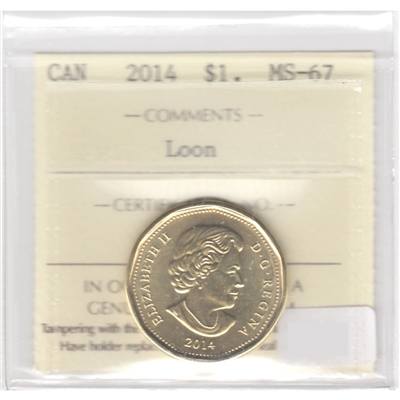 2014 Canada Loon Dollar ICCS Certified MS-67