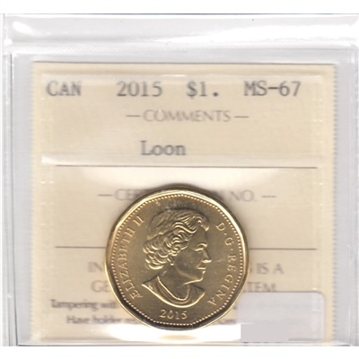 2015 Canada Dollar ICCS Certified MS-67