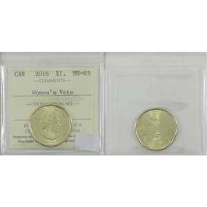 2016 Canada Women's Right to Vote Dollar ICCS Certified MS-65