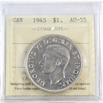 1945 Canada Dollar ICCS Certified AU-55