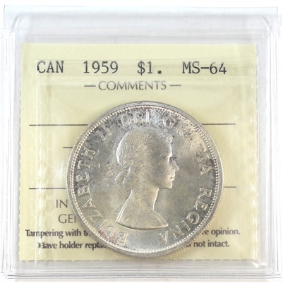 1959 Canada Dollar Choice Brilliant Uncirculated (MS-64) $