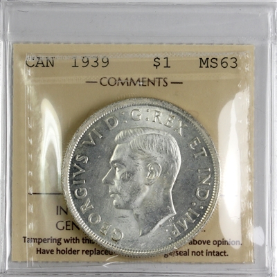 1939 Canada Dollar ICCS Certified MS-63