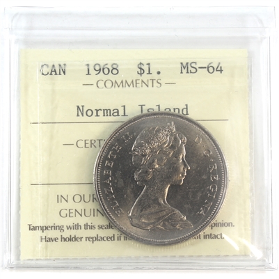 1968 Normal Island Canada Dollar ICCS Certified MS-64