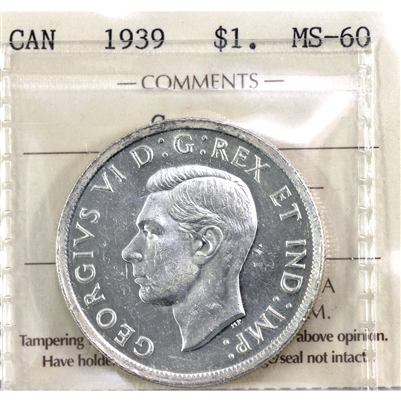 1939 Canada Dollar ICCS Certified MS-60 (FT 063)