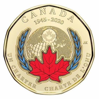 2020 Coloured United Nations Canada Loon Dollar Brilliant Uncirculated (MS-63)