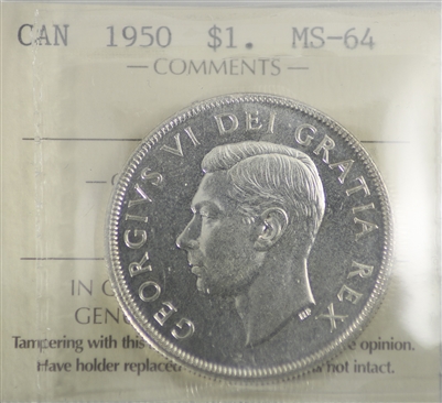 1950 SWL Canada Dollar ICCS Certified MS-64 (XUM 061)