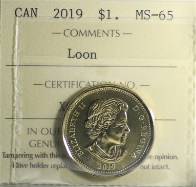 2019 Canada Loon Dollar ICCS Certified MS-65