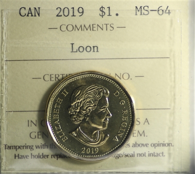 2019 Canada Loon Dollar ICCS Certified MS-64