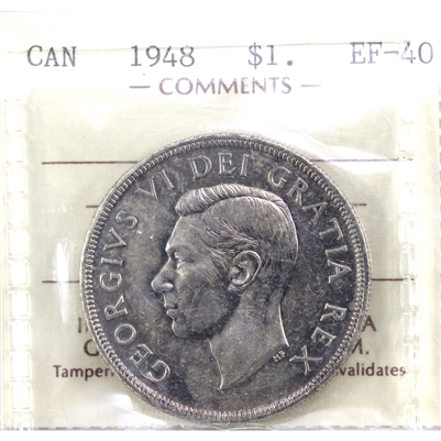 1948 Canada Dollar ICCS Certified EF-40 (WM 715)