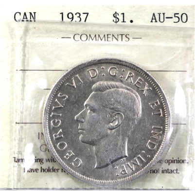 1937 Canada Dollar ICCS Certified AU-50 (QR 837)