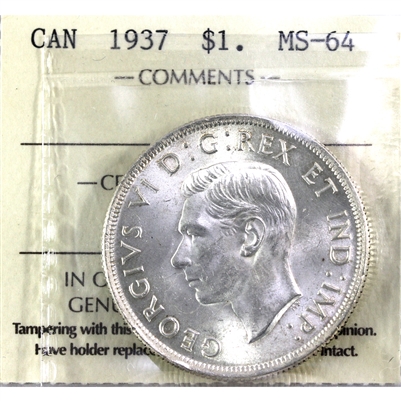 1937 Canada Dollar ICCS Certified MS-64 (XQL 005)