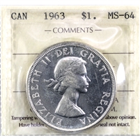 1963 Canada Dollar ICCS Certified MS-64
