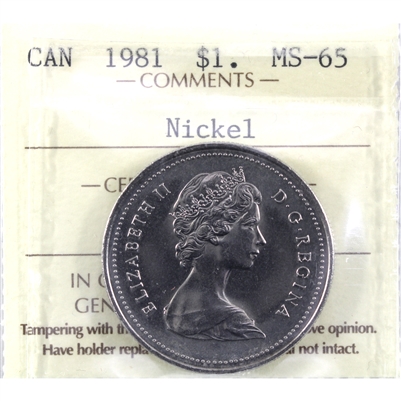 1981 Canada Nickel Dollar ICCS Certified MS-65