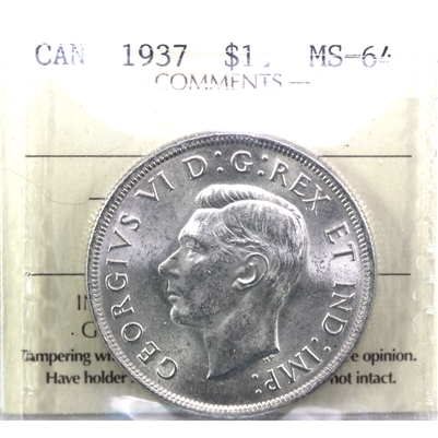 1937 Canada Dollar ICCS Certified MS-64 (XNU 027)