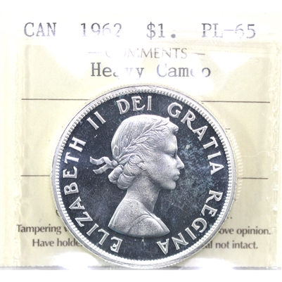 1962 Canada Dollar ICCS Certified PL-65 Heavy Cameo
