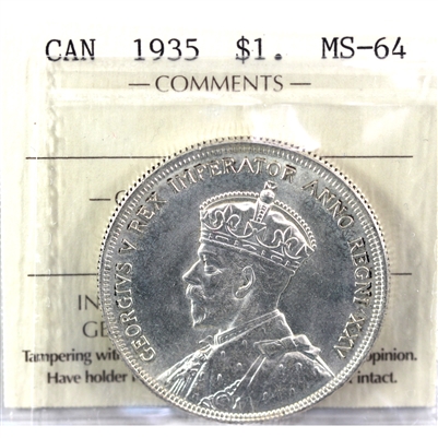 1935 Canada Dollar ICCS Certified MS-64 (XWF 229)