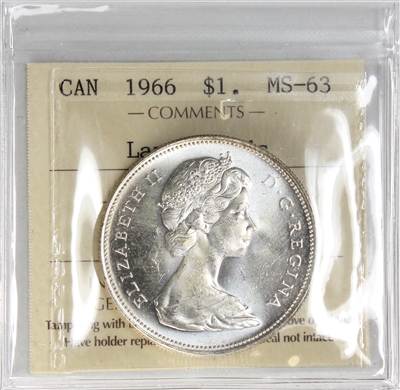 1966 Large Beads Canada Dollar ICCS Certified MS-63