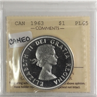 1963 Canada Dollar ICCS Certified PL-65 Cameo