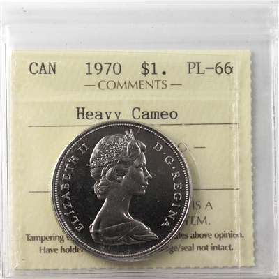 1970 Canada Nickel Dollar ICCS Certified PL-66 Heavy Cameo