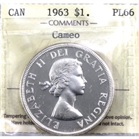 1963 Canada Dollar ICCS Certified PL-66 Cameo