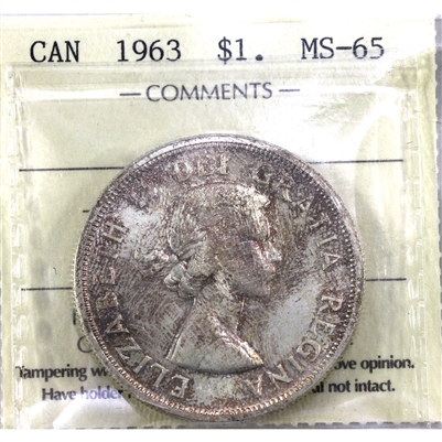 1963 Canada Dollar ICCS Certified MS-65 (XUZ 462)