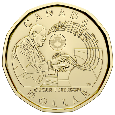 2022 Uncoloured Canada $1 Celebrating Oscar Peterson Loon Brilliant Uncirculated (MS-63)