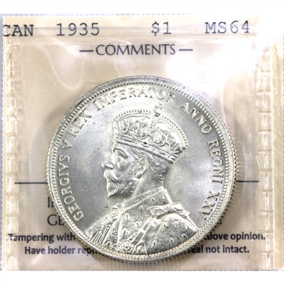 1935 Canada Dollar ICCS Certified MS-64 (XXP 323)