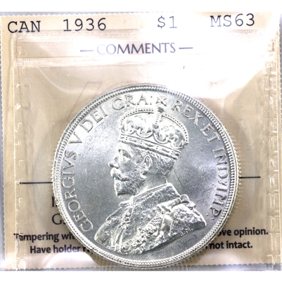 1936 Canada Dollar ICCS Certified MS-63